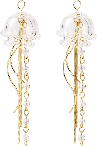 Pandahall - 2 colgantes de cristal de medusa, borlas de medusa, colgantes de gota para decoración de joyas y decoración del hogar (transparente)