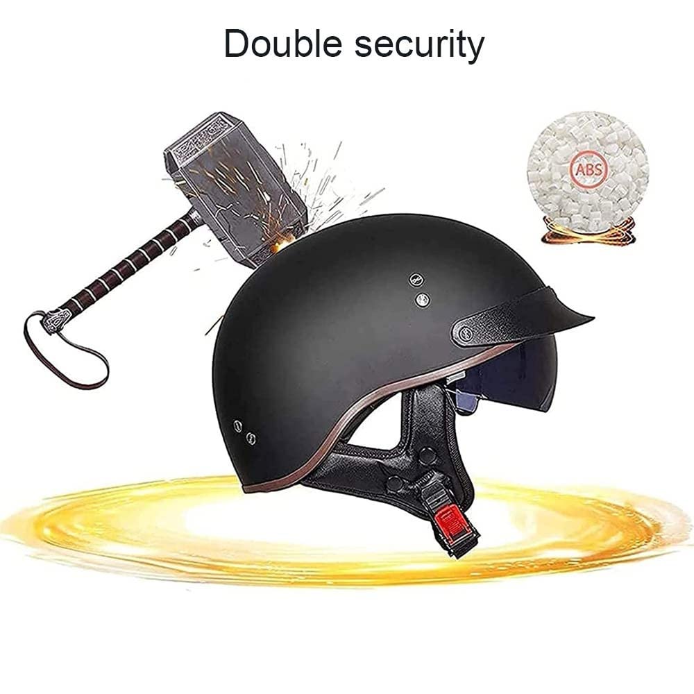 Kask półskorupowy motocyklowy w stylu retro, typu jet z osłoną przeciwsłoneczną, dla dorosłych mężczyzn i kobiet, motorower typu cruiser, ATV, M~XXL