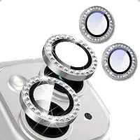 Lente Câmera Strass Proteção Película Compatível iPhone 14/15 E 14 Plus /15 Plus Kit (Prata)