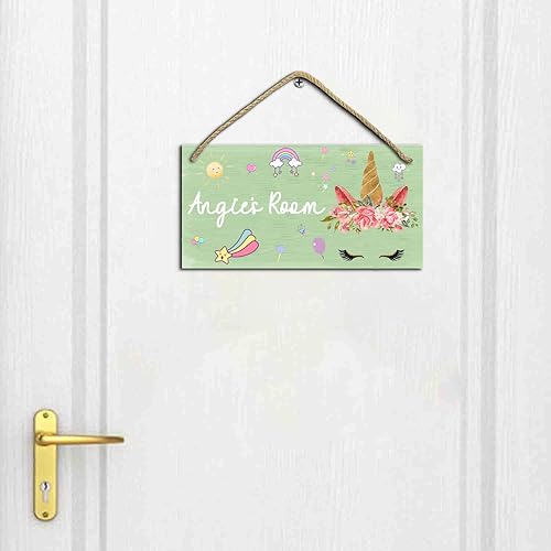 Miniatura 2 de Decoración de unicornio para dormitorio de niñas, letreros personalizados con nombre para habitación de niños, decoración de pared de unicornio de
