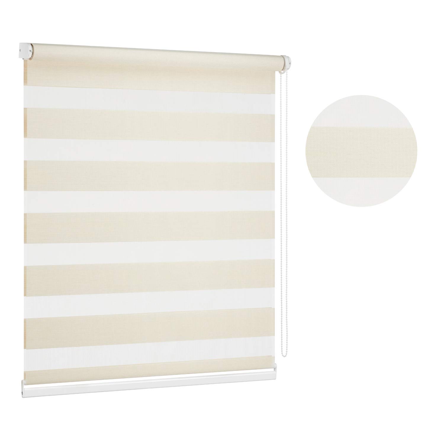 Tropik Home Cream Premium Day And Night Zebra Polyester Window Roller Blind, 17 Width Sizes, 47.2" X 78" (120Cm Wide X 200Cm Drop)