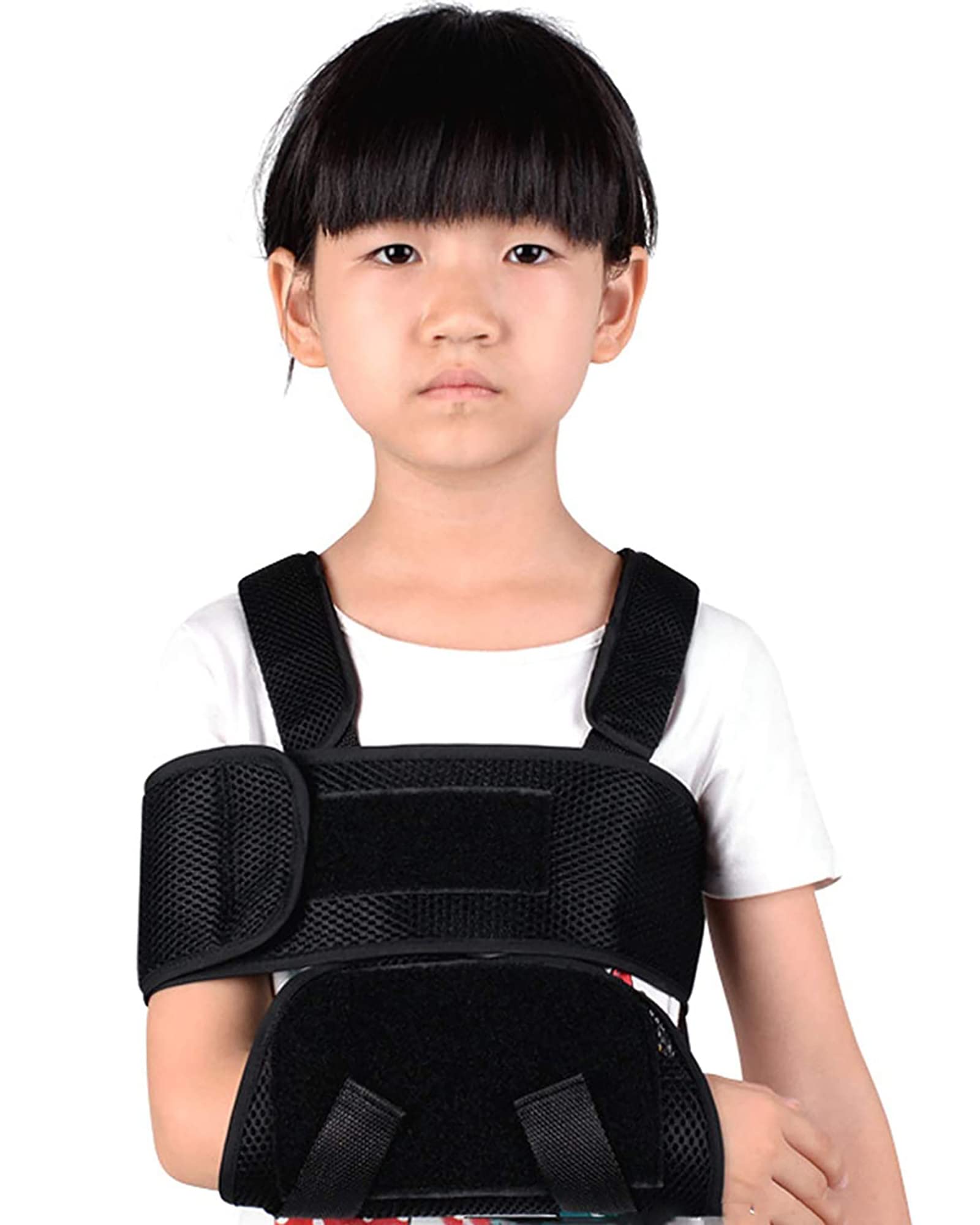 Cabestrillo de brazo fracturado de antebrazo para niños, soporte de brazo ajustable, correa de soporte, inmovilizador de lesiones de hombro transpirable para esguinces de dislocación, L (M)