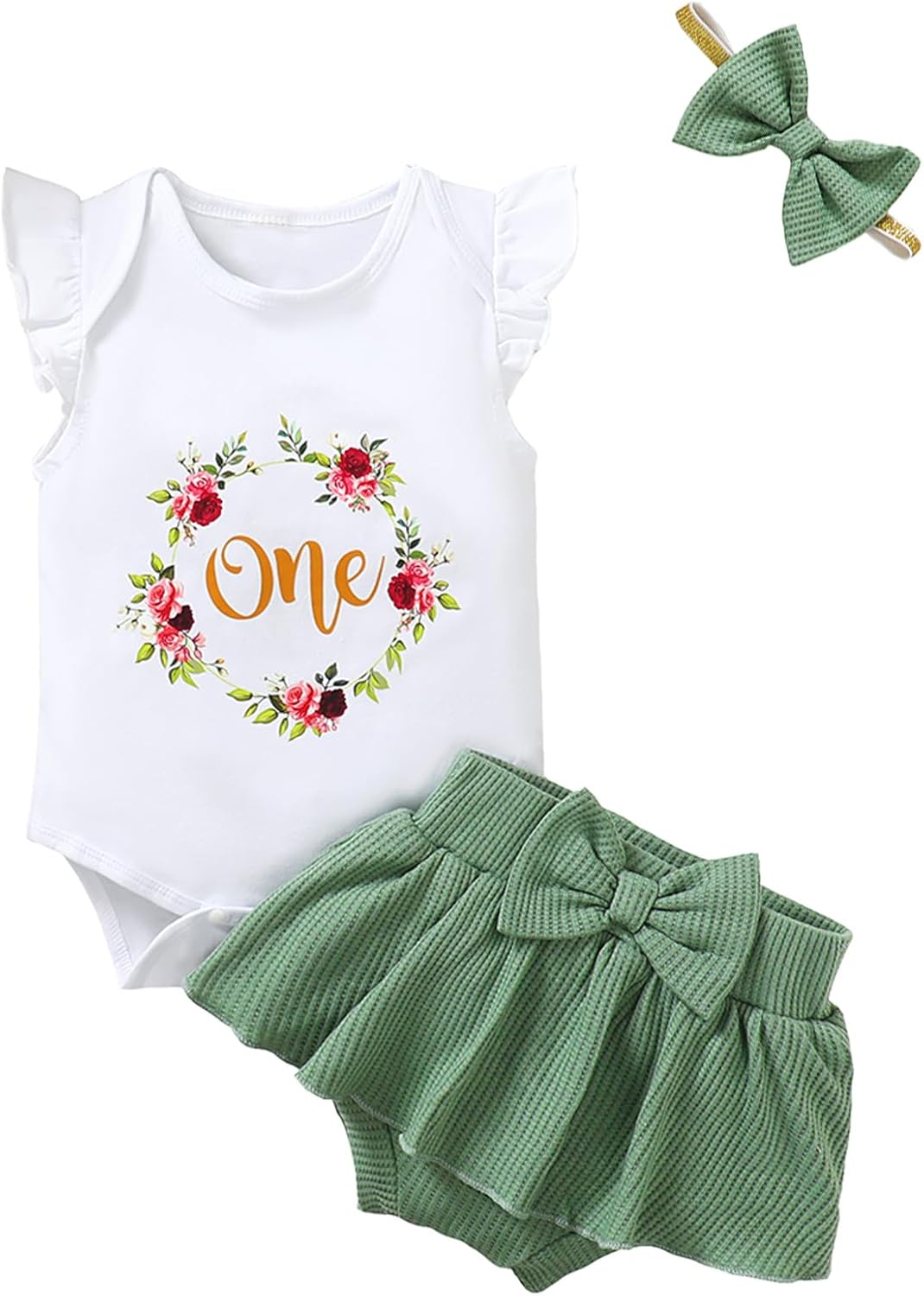 Baby Girl First Birthday Clothes 1st Birthday Outfit One Year Old Birthday Floral Skirt Set
