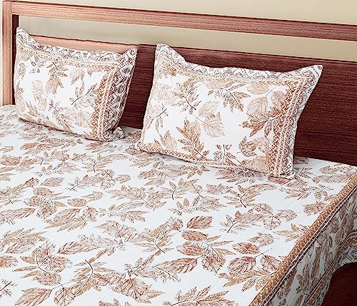 Image of Braise Premium | King Size |100% Pure Cotton | Double Bedsheet with 2 Pillow Covers - ART9001 (Brown)