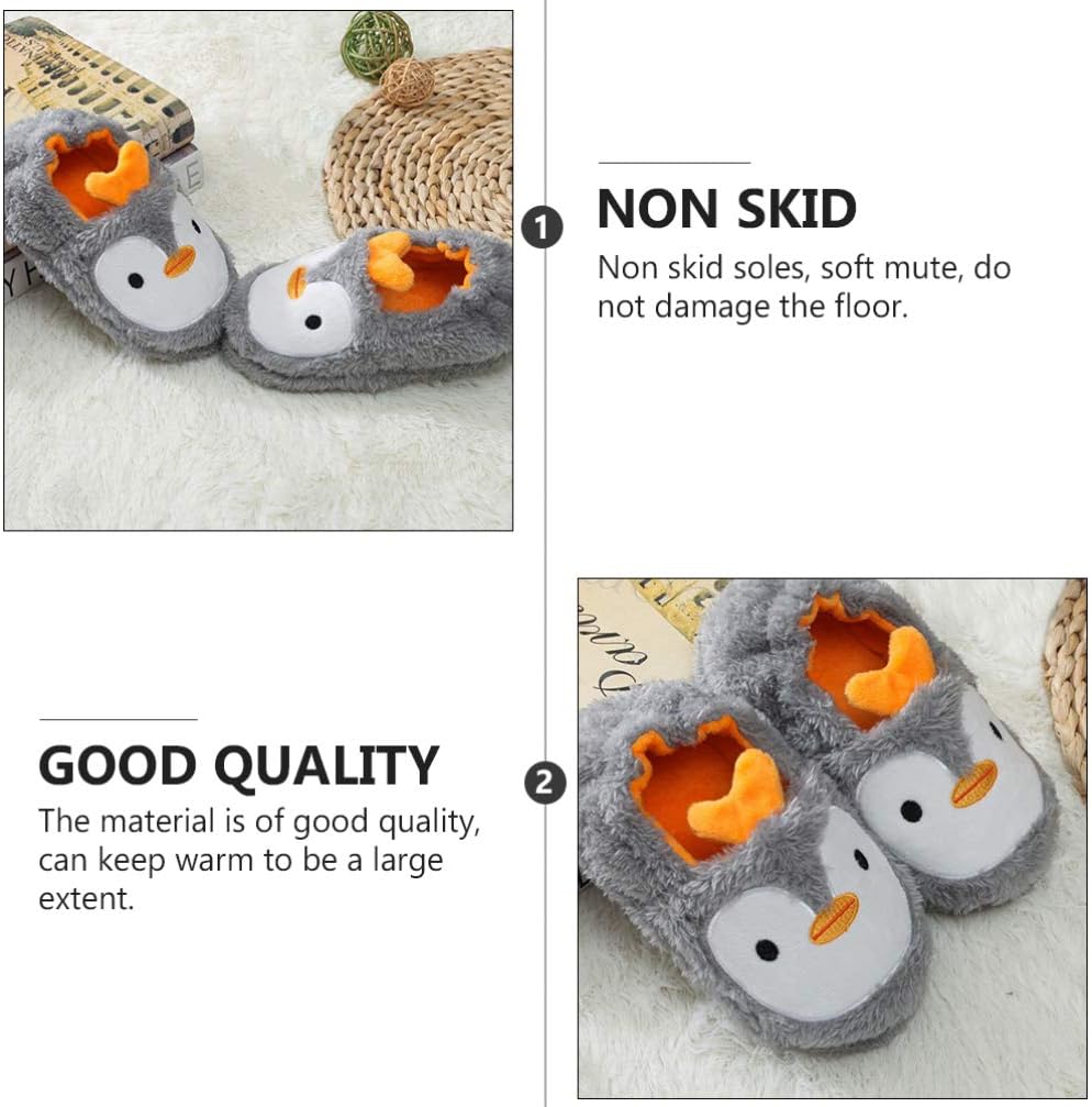 Holibanna Cartoon Penguin Cotton Slippers for Kids Warm and Breathable Plush Slippers Cute Animal Design for Girls and Boys Ideal for Winter Indoor Use