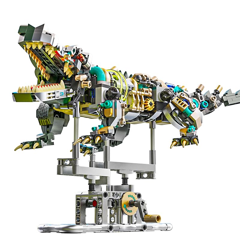 Image of SKY LINE OCEAN Mechanical Crocodile Building Set - 996 PCS Light-Up Wild Animal Model with Display Stand, Articulated STEM Construction Toy, Compatible Bricks Collectible Gift for Kids Teens & Adults