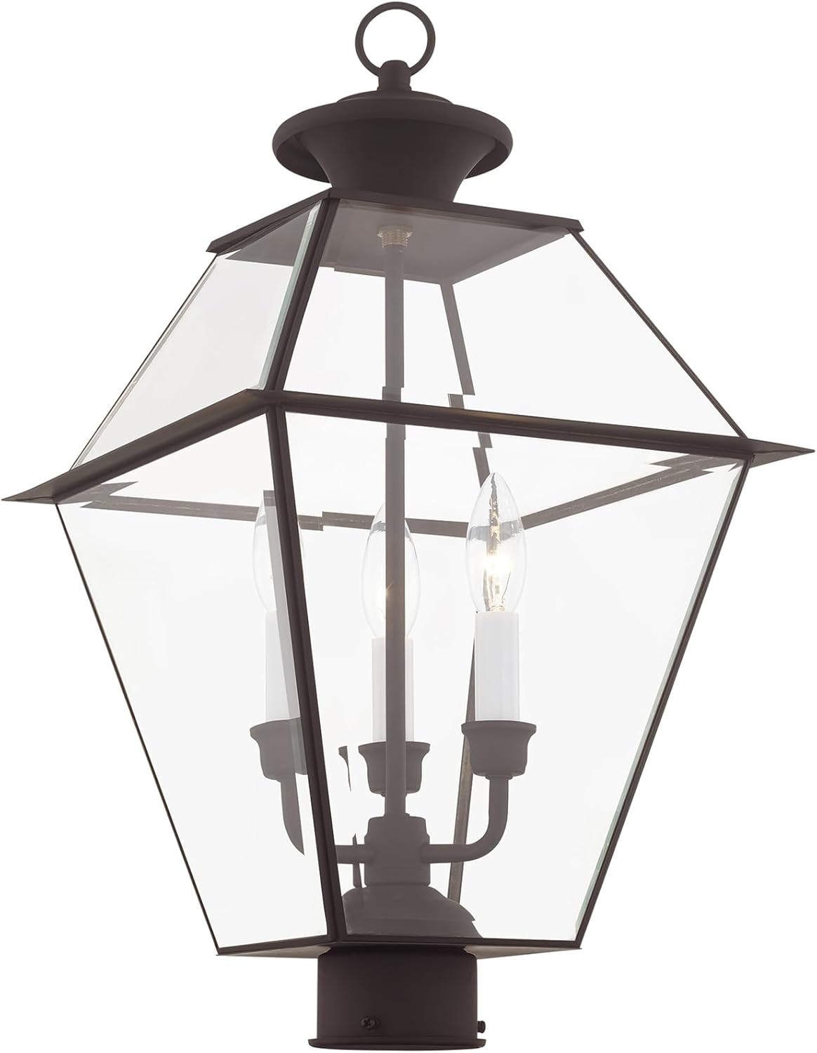 Livex Lighting Lantern 2384-07 Westover 3-Light Outdoor Post Head, Bronze, 21.50x12.00x12.00