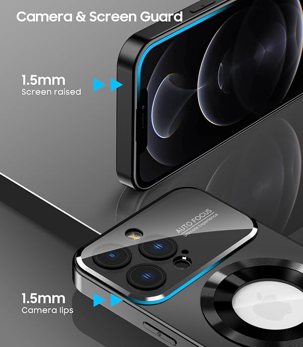 MAKAVO Magnetic for iPhone 12 Pro Max Case, Compatible with MagSafe, Built-in Camera Lens Protector, Logo View, Military Grade Drop Proof Phone Case Cover, Black by MAKAVO - Used condition - Image 3