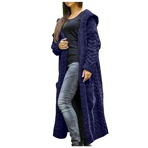 Long Cardigans for Women with Hood Loose Knitted Hooded Sweater Cardigan Fashion Fall Winter Chunky Coats Outwear