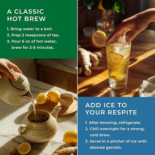 Miniatura 5 de Gya Tea Co Té verde de limón y jengibre con hojas sueltas, té de limón, té de jengibre con cafeína, té de hojas sueltas de jengibre y limón 100%