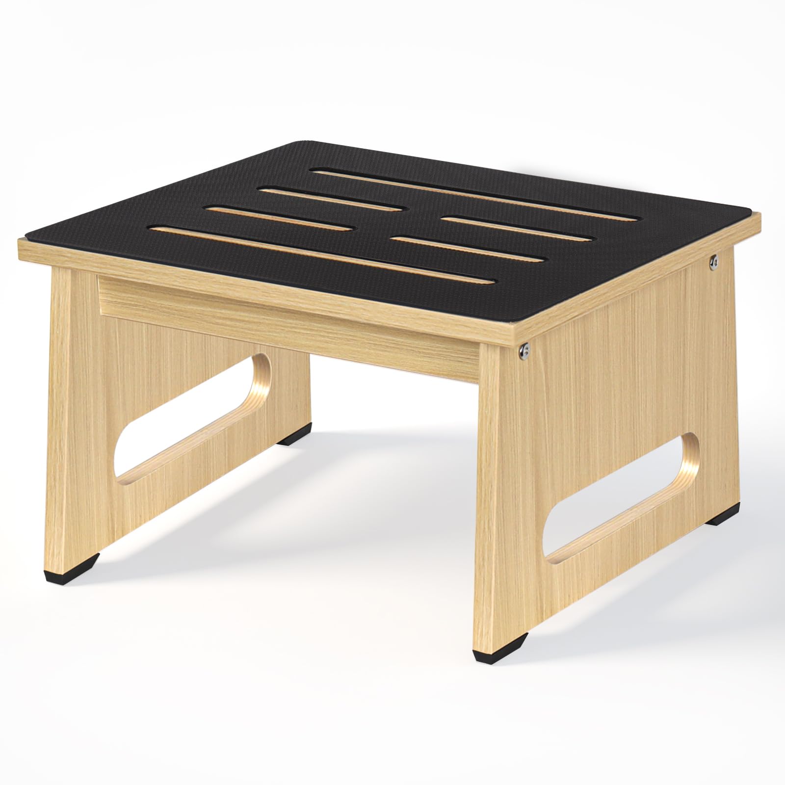 Wooden Step Stool for Adults, Bedside Step for High Beds with Non-slip Rubber Pad, 450 Lbs Capacity, ne Step Stool for Bathroom, Bedroom, Garden, Kitchen (Gulan,22CM)