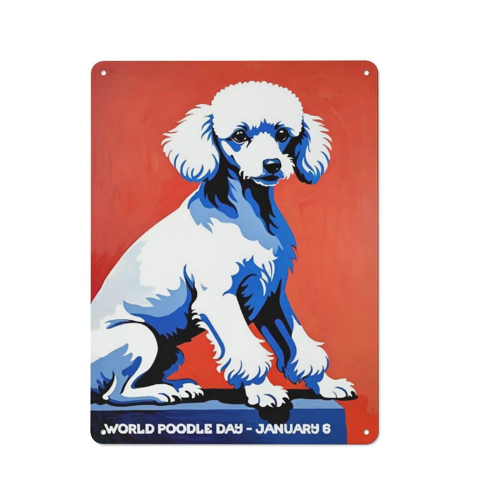 Junmoney Style-14 Vintage Cute Poodle Dog Poster Metal Wall Sign 40X30cm, Shed Wall Plaque For Garage, Workshop, Shed Or Utility Room