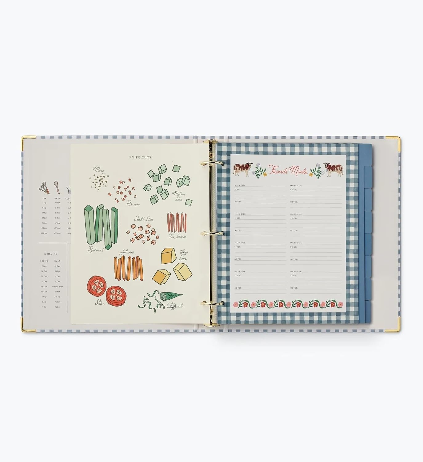 RIFLE PAPER CO. Home Sweet Home Recipe Organizer Binder - 1" Three-Ring Binder with Illustrated Cover, Holds 175+ Recipes, Includes 3 Tabbed Dividers and 6 Adhesive Labels, Reinforced Metal Corners