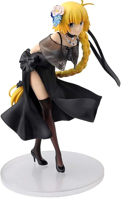 Amazon Co Jp Fate Grand Order Black Dress Jeanne D Arcアクションフィギュアドレスコスチュームpvcロングヘアー女の子人形飾り黄色い髪シャーシ装飾 L ホビー