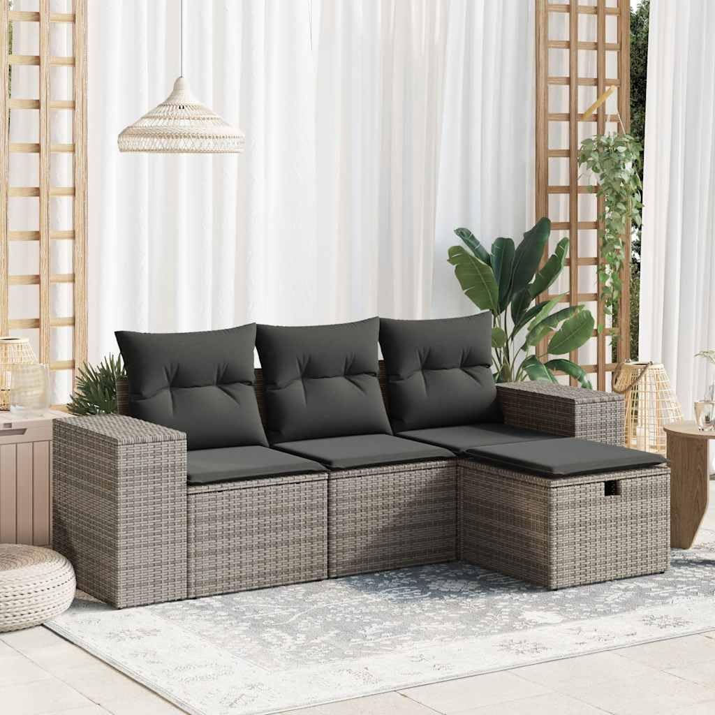 Canapé de jardin modulable pour ranger vos coussins gris et gagner de la place
