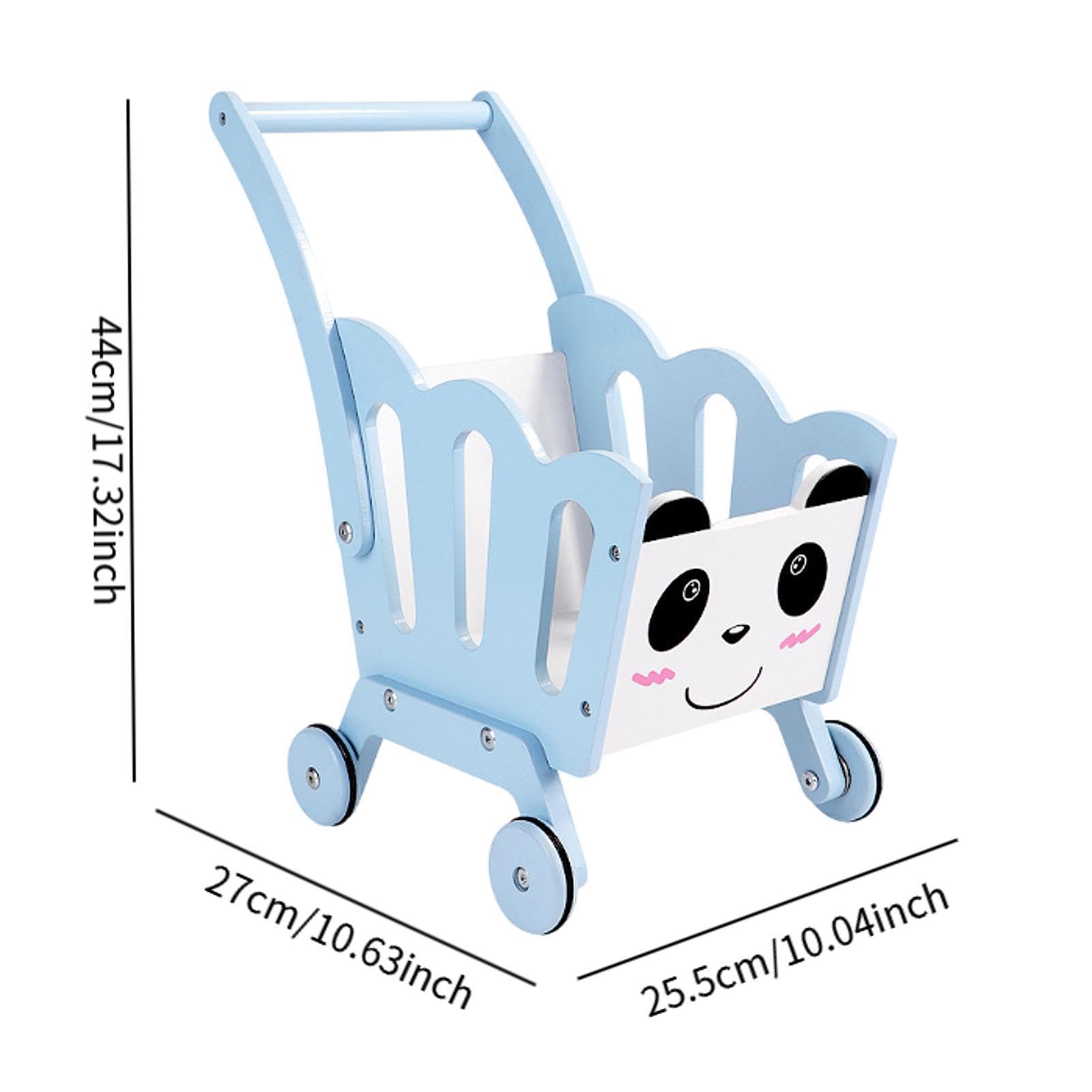 Einkaufswagen Kinder Spielzeug Lauflernhilfe Holzspielzeug Aufbewahrung Organizer für Rollenspiel Lernspielzeug Kinderzimmer, Blau