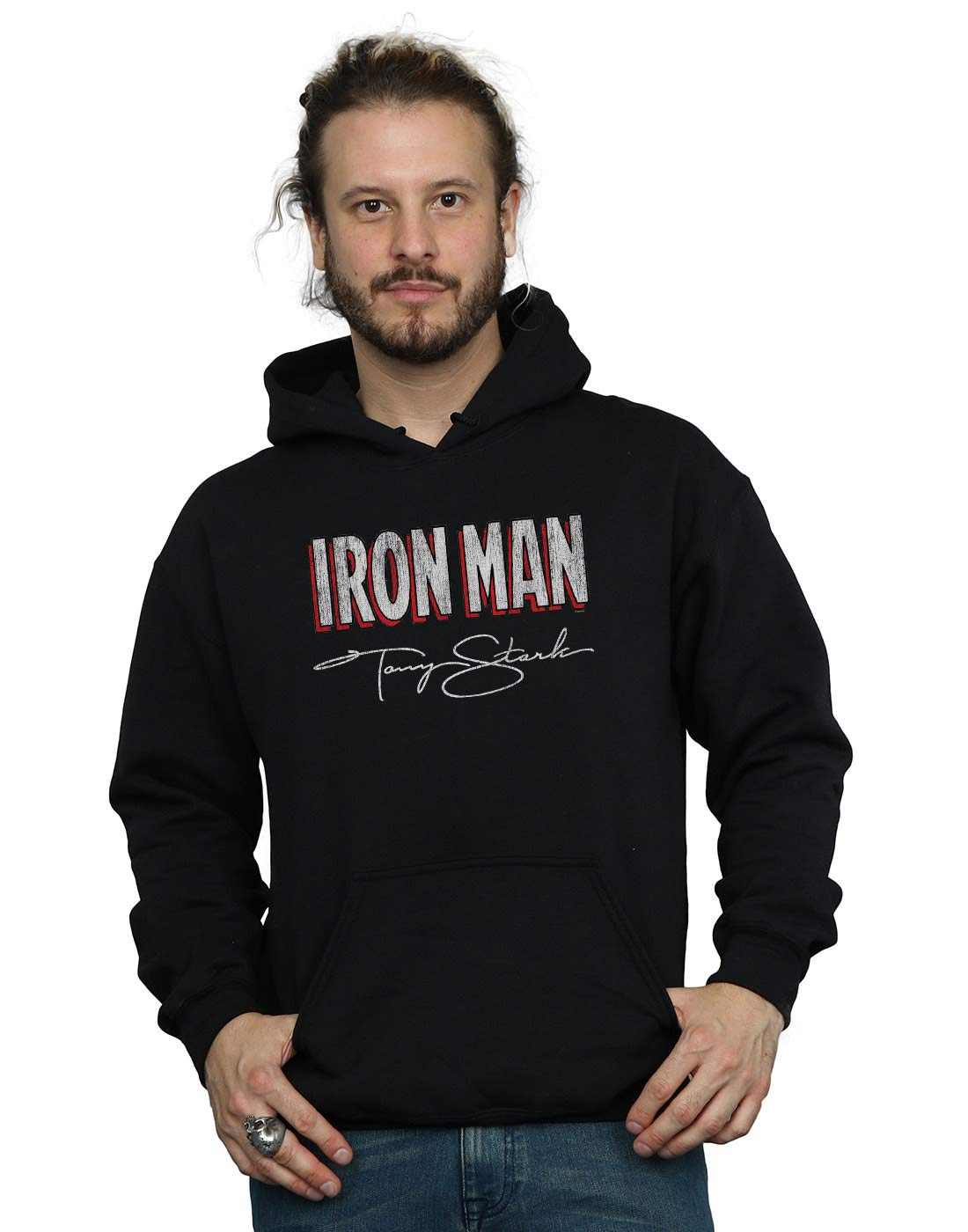 Absolute Cult Men's Black Marvel Iron Man Aka Tony Stark Hoodie Large