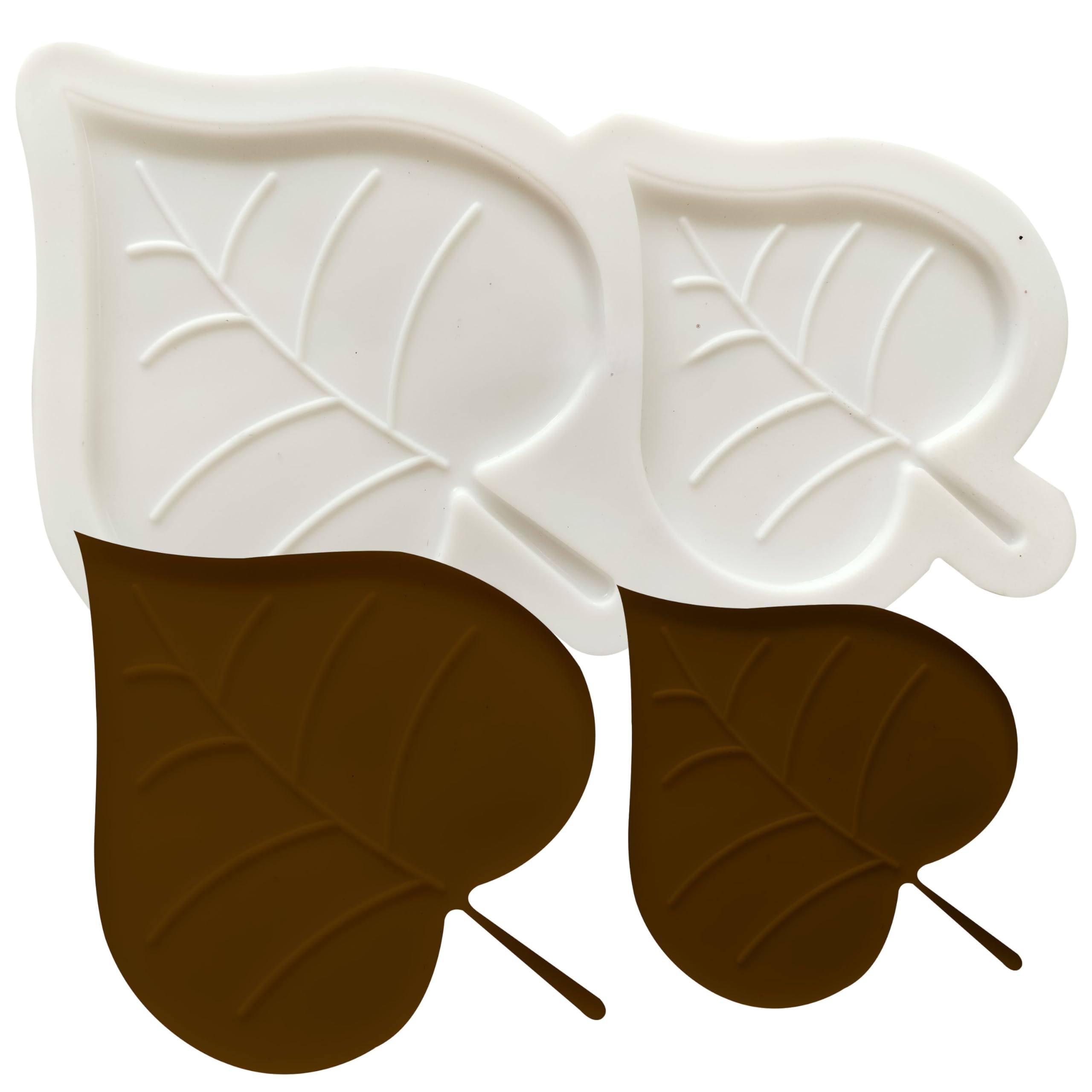 BAKEMO Silicone Fondant Mold | 2 Cavity Palm Leaf Shaped Chocolate Mould | Cake Decorative Mould for Sugar Craft Gum Paste Cake Decoration Mold (White - PK1)