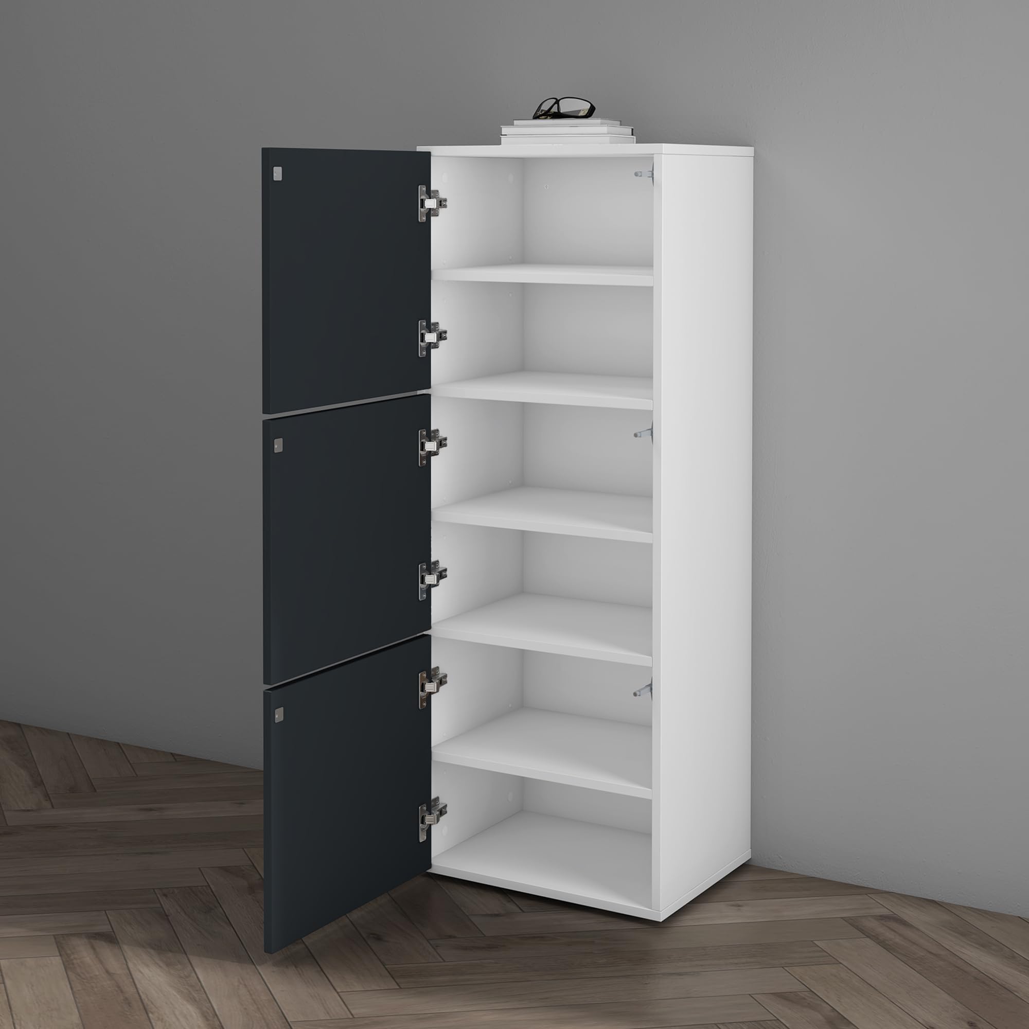 Scarpiera Portascarpe 45x36x120cm - 3 Ante, 6 Scomparti, Design Moderno (Antracite+Marrone) - Foto 12