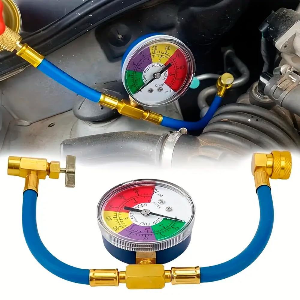 KIT Genérico Gas Orgánico R-134a / R12 (3 Botellas 1000ml + Manguera de Carga con manómetro con control de Carga para Aire Acondicionado Coche.