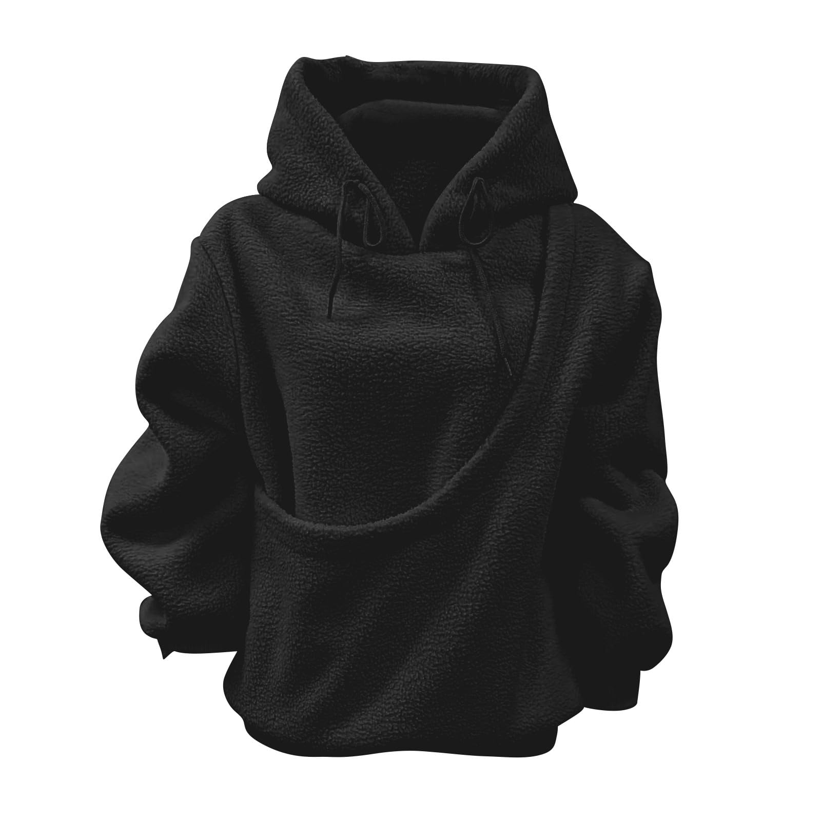 Generico Felpe Donna con Cappuccio Fleece Tinta Unita Manica Lunga Casual | Sweatshirt Con Tasche E Coulisse Hoodie Morbida E Confortevole Pullover Top Da Primavera Autunno Tempo Libero Quotidiano