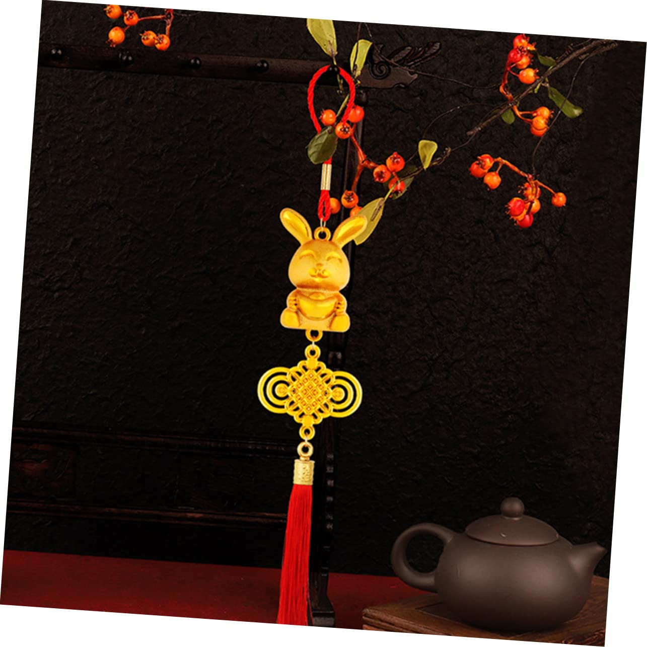 HJMMHX Pendentif Lapin Chinois Suspendu, 33 pièces, Ornement de Festival de Printemps, Style Mixte, Pendentif à nœud, Style d'ornement de Lapin d'année