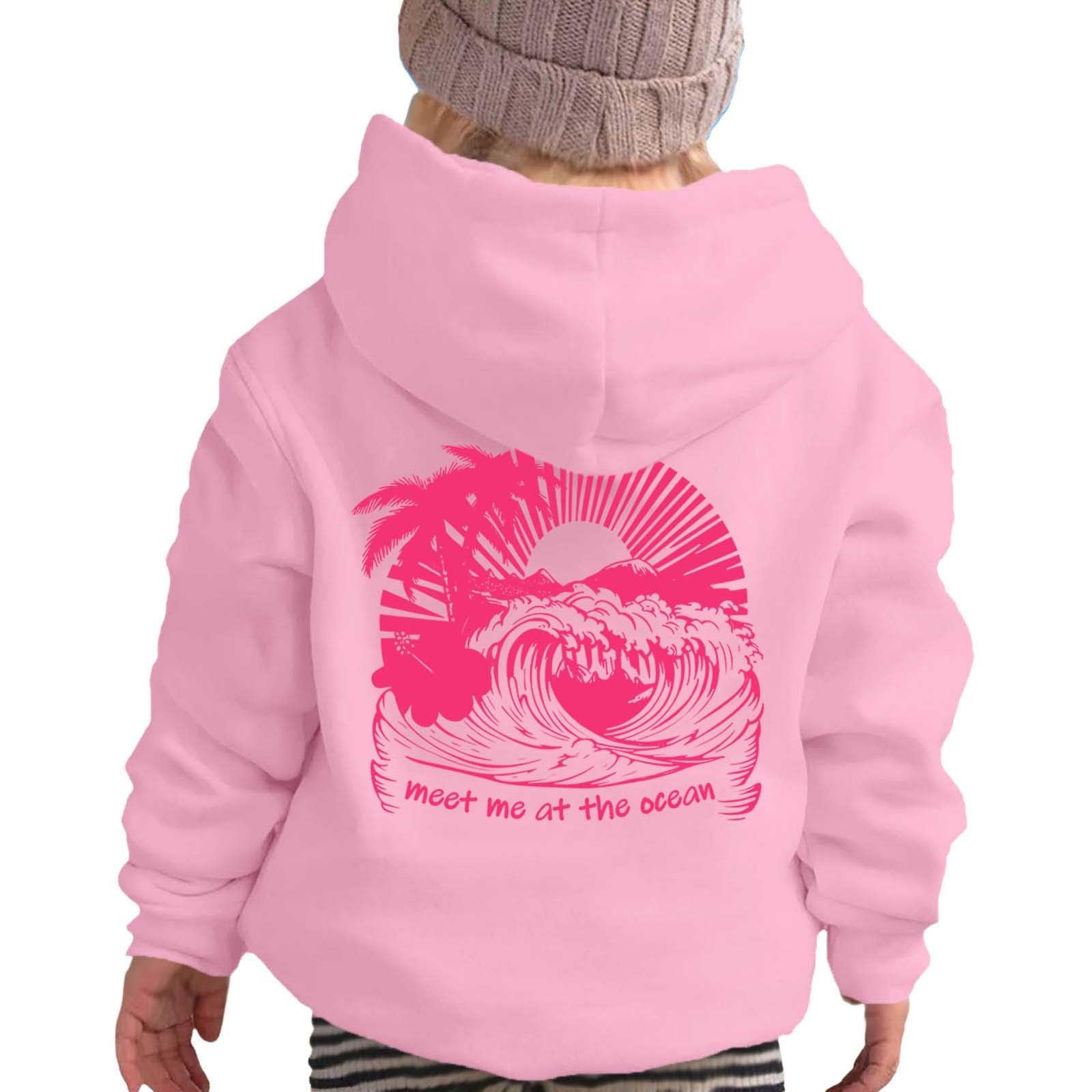 GenericPink Hoodie for Girls Meet Me at The Ocean Hoodie Cute Preepy Graphic Sweatshirts Kids Clothes Y2K Tops with Pockets 2025