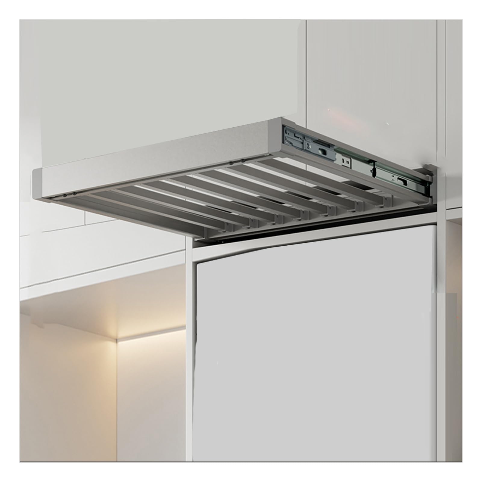 SBCGFY Retractable Pull-out Clothes Rack, Retractable Pull Out Trouser Rack Wardrobe Drying Rack White and Grey Multiple Sizes,Grey-610-660mm