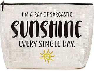 Sarcastic Funny Makeup Bag Novelty Great Gift Idea for Employee Boss Coworker, Coworker Gifts, Funny Office Decor for Women | I'm A Ray of Sarcastic Sunshine Every Single Day Toiletry Bag for Women