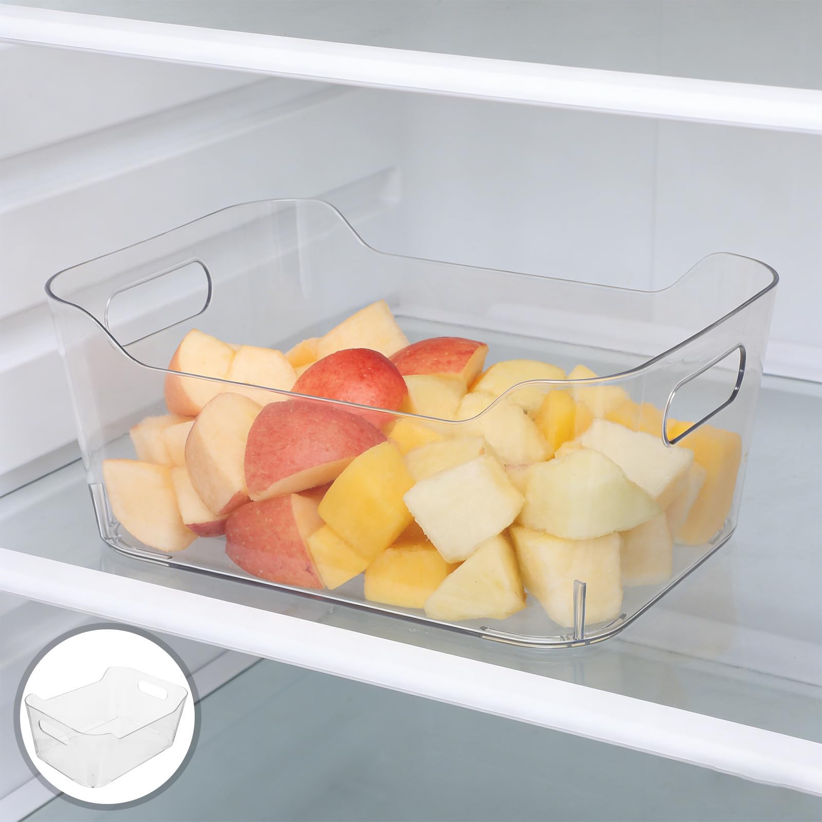MAGICLULU 6 Piezas Contenedores Organizadores de Plástico Transparente para Refrigerador, Contenedores de Plástico Congelador, 25cm, Pet, Visibilidad Clara, Ahorro de Espacio, para Verduras