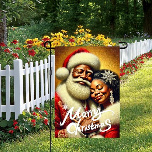 Image of BlissYard Christmas Santa Couple Garden Flag 12x18 Inch Polyester
