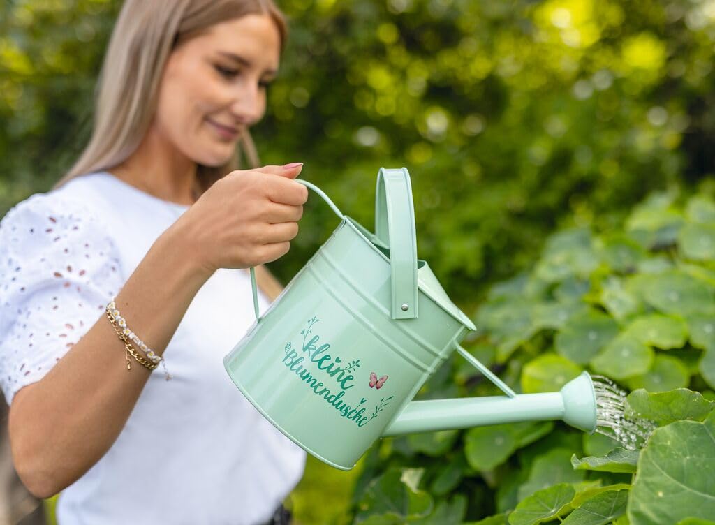 Moses. Arrosoir pour Le Jardin, Douche Florale décorative d'une capacité de 3 l, Vert Clair avec Une Jolie Inscription dans Le Design de Feuilles et de Fleurs