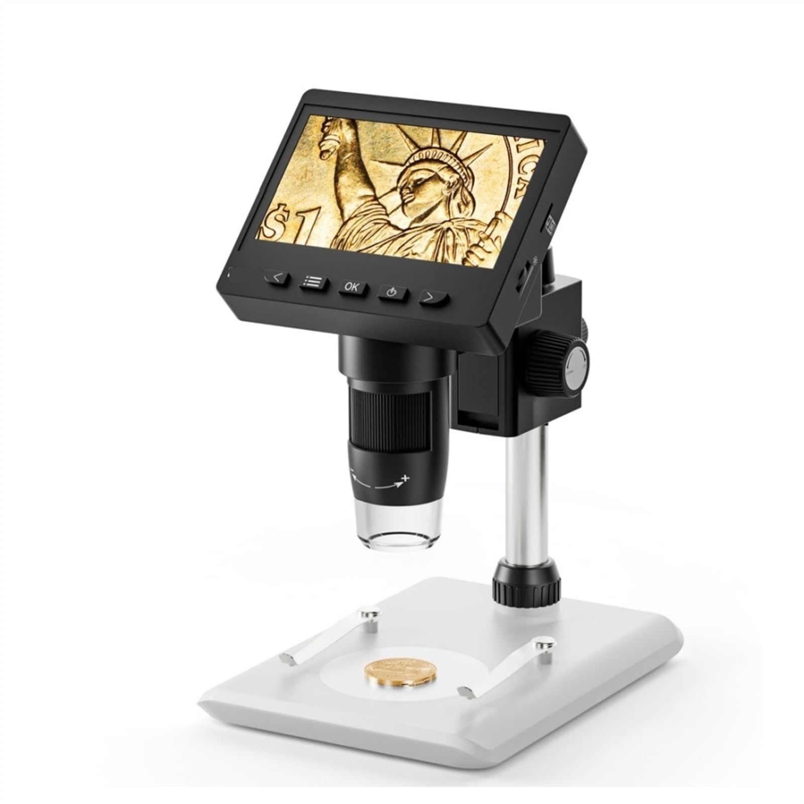 4,3-calowy mikroskop cyfrowy LCD 1000X moneta mikroskop na monety lupa USB mikroskop z wysokim stojakiem 8 LED dla dziecka