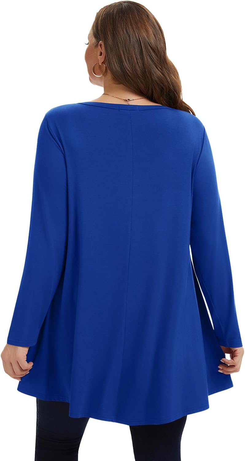 LARACE Plus Size Tunic Tops Long Sleeve Shirts for Women Swing Flowy Loose Fit Clothes for Leggings - Image 5