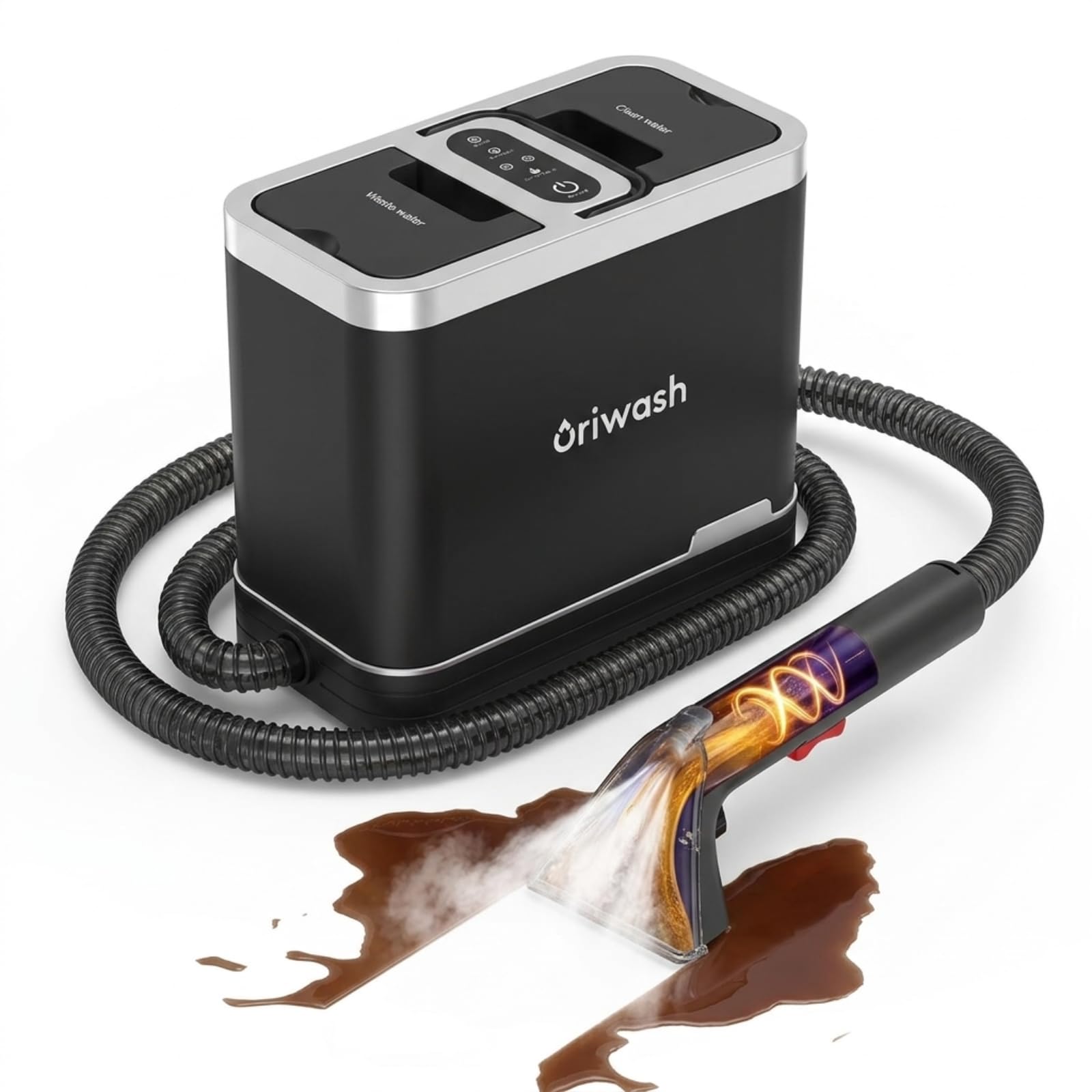 OriWash スチームクリーナー 100℃スチーム 16000Pa 強力吸引 Amazon | OriWash 【100℃蒸気噴射 16000Pa超強吸引力 60℃加熱お湯
