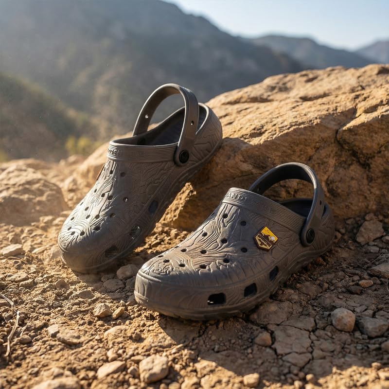 Image of WALKAROO Mens Clogs with Soft Sole, Backstrap, Ventilated and Lightweight - WC8801