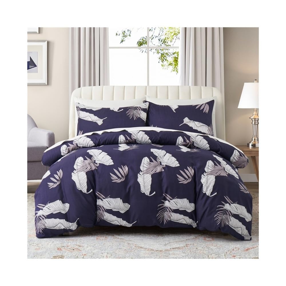 VHKJewE Tropical Set Reversible Comforter Cover Vintage Blue White Print Bedding Set(US Queen(229x229cm))