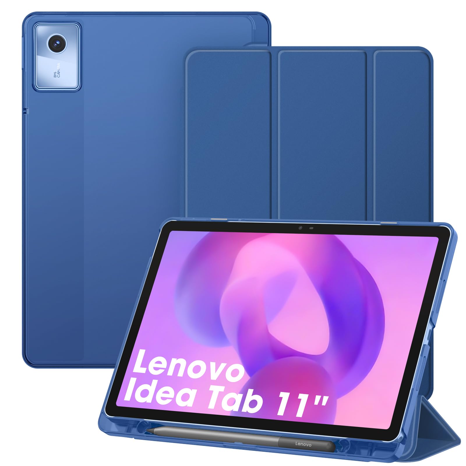 Fintie Hülle für Lenovo Idea Tab 11 Zoll 2025 (TB-336ZU/ TB-336FU) | Ultradünn Schutzhülle mit Translucent Rückseite Cover mit Auto Schlaf/Wach Funktion,Navy