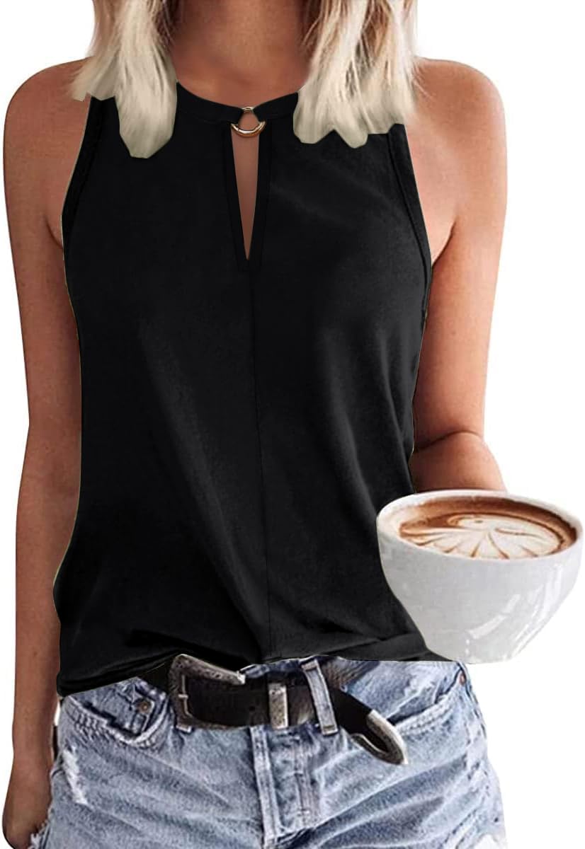 Tanmolo Damen Tank Top Ärmellos Oberteile Sommer Tanktops V-Ausschnitt Blusentop Strand Sexy Vest Top Bluse