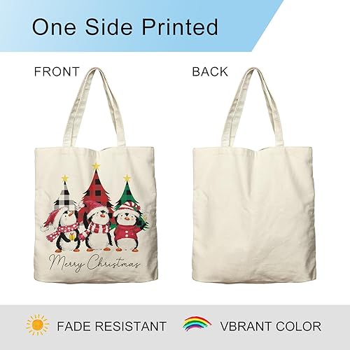 Miniatura 5 de Dlzdn Christmas Penguin Canvas Tote for Women - Aesthetic Merry Christmas Cute Shopping Grocery Beach Bag - Gifts for Women, Teacher, Reusable