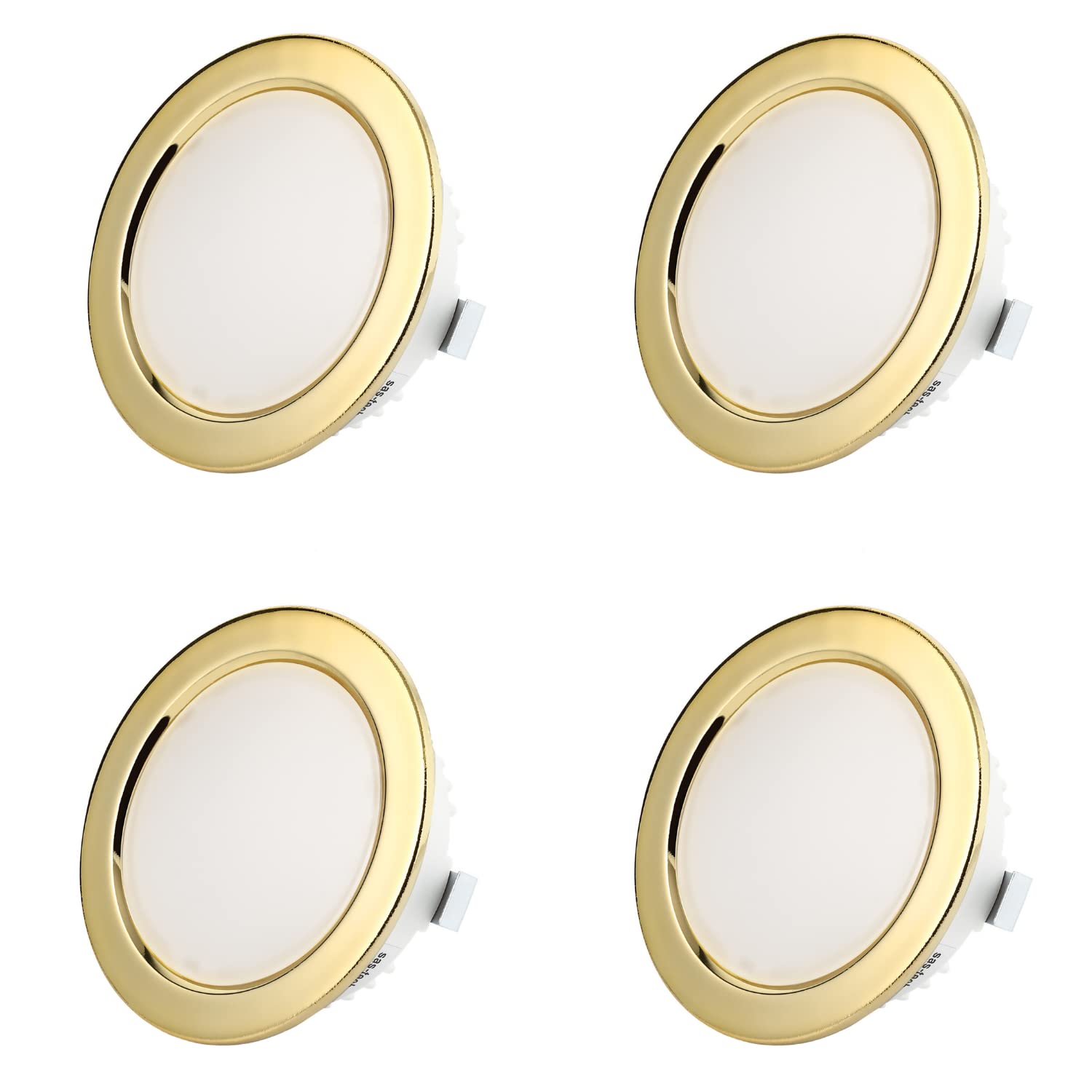 sweet-led 1 - 4 Pack, 3.5 W LED, G4 230 V IP44, Flat Furniture Light, Recessed Furniture Light, Bathroom Light, Recessed Spotlight, Ultra Flat Mini Wet Room (4 Warm White/Gold)