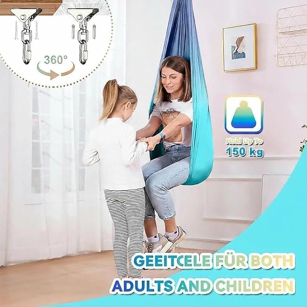 YogaTuch Zum AufhäNgen Swing 150 Kg Max. Tragfähigkeit & Beschlag, perfekt gegen Ängste und für mehr Glück (280 x 150 cm) (Königsblau)