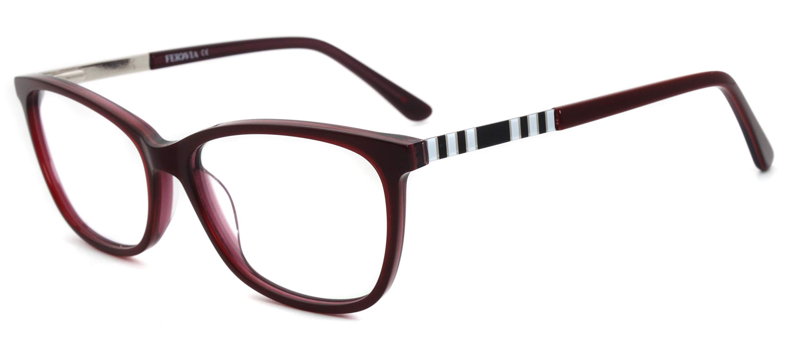 FERAVIAFake acetate glasses square full frame non prescription clear lens for men women