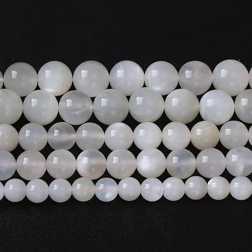 Miniatura 2 de 88 cuentas sueltas de piedra lunar blanca natural de grado AAA, de 0.157 pulgadas, cuentas sueltas para hacer joyas y pulseras de 15 pulgadas, 1