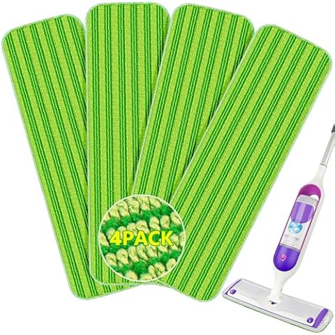 Microfiber Reusable Mop Pads Compatible with Swiffer PowerMop, Replacement Mop Pads Mop Refills for Dry Wet Mopping, Washable Spray Mops Pads Floor Mop Head for Floor Cleaning, 4 Pack Cover