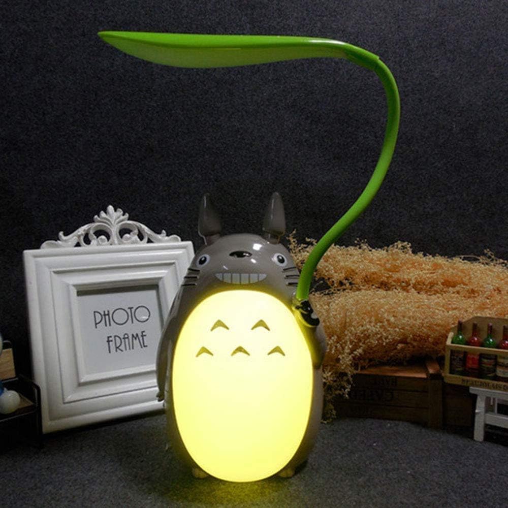 Sweelive Lámpara de noche LED para niños Totoro Anime Personaje para niños Carga USB Lámpara de lectura de mesilla de noche (Yellowbelly)