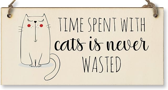 The Plum Penguin Handmade Wooden Hanging Wall Plaque Time With Cats Never Wasted Pet Lover Cat Mum Dad Sign
