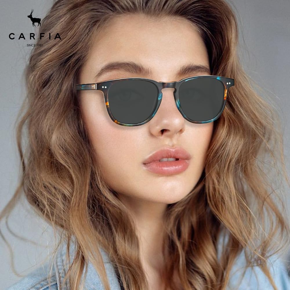 CARFIA Retro Polarized Sunglasses for Women Small and Medium Face UV Protection, Handcrafted Acetate Frame Sunnies CA5285 - Image 2