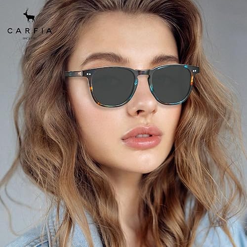 Miniatura 2 de CARFIA Gafas de sol polarizadas retro para mujer, cara pequeña y media, protección UV, hecha a mano con marco de acetato CA5285