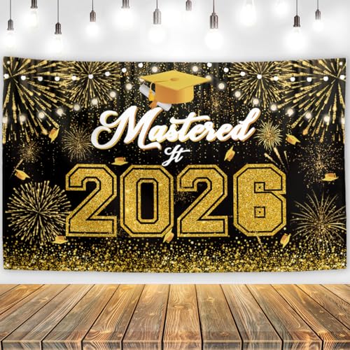 Yarcooly Mastered It Backdrop 71×43 Inch Masters Graduation Party Decor